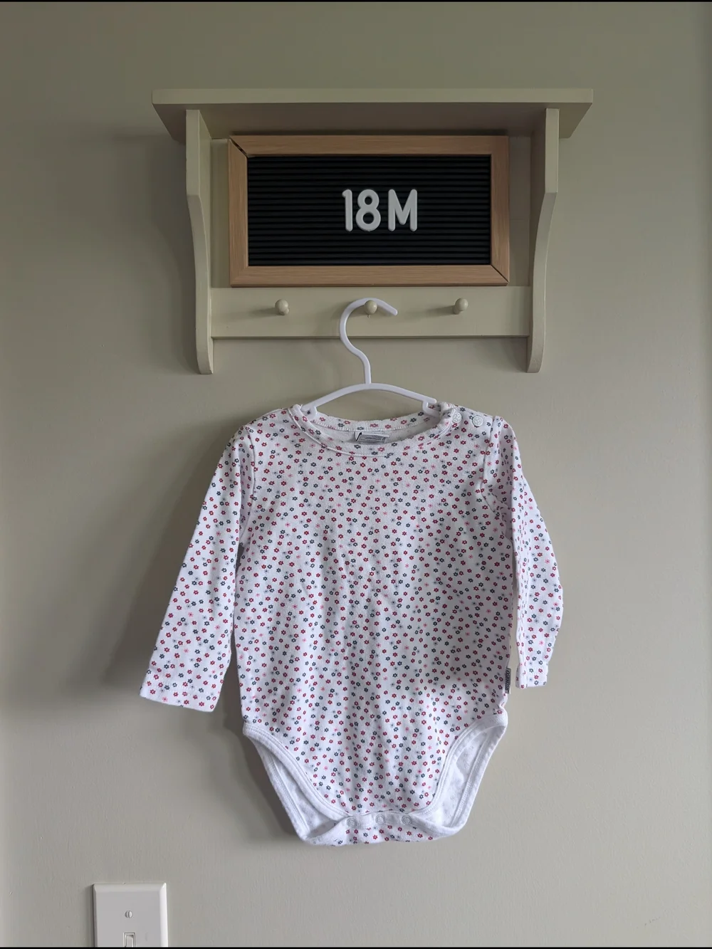 OshKosh B'gosh White Long-Sleeve Bodysuit with Pink & Red Floral Dots